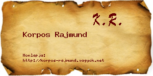 Korpos Rajmund névjegykártya